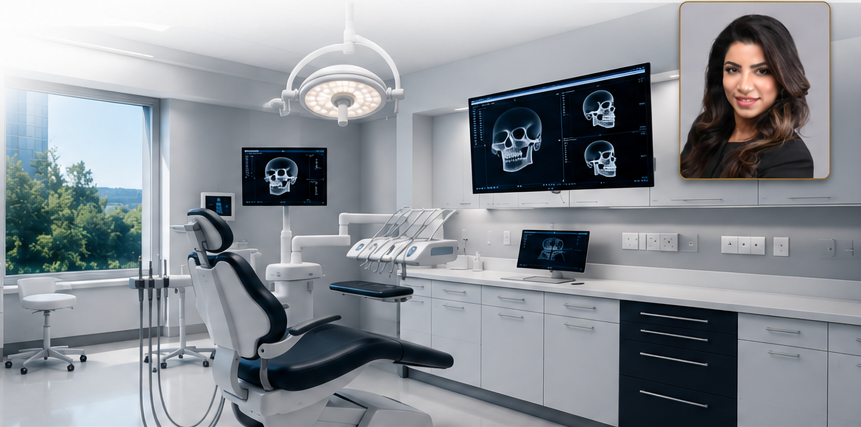 Oral surgeon in a modern dental surgical environment